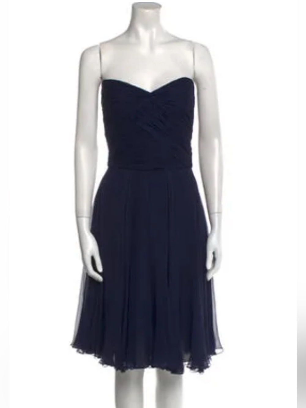 Ralph Lauren Purple Label Strapless Navy Blue Chiffon Dress